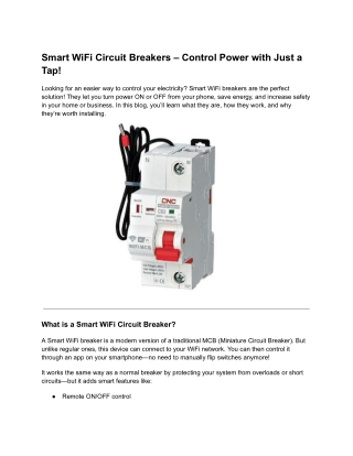 Smart WiFi Circuit Breakers – Control Power with Just a Tap