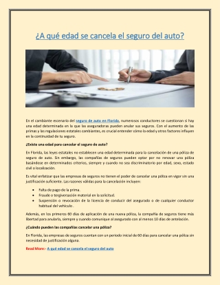 a qu edad se cancela el seguro del auto a qu edad