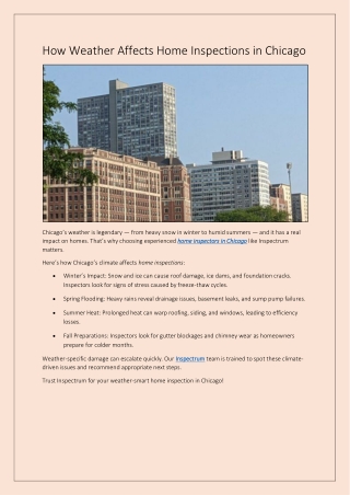 How Weather Affects Home Inspections in Chicago