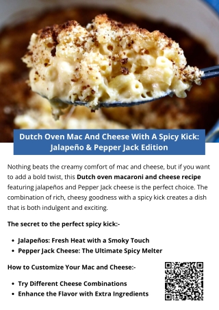 Dutch Oven Mac And Cheese With A Spicy Kick: Jalapeño & Pepper Jack Edition