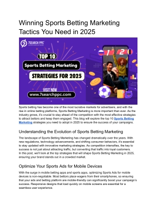 Winning Sports Betting Marketing Tactics You Need in 2025