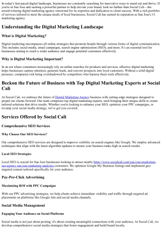 Beckon the Future of Business with Top Digital Marketing Experts at Social Cali