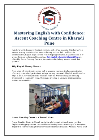 Ascent Coaching Centre – Best English Classes in Kharadi Pune for All Ages