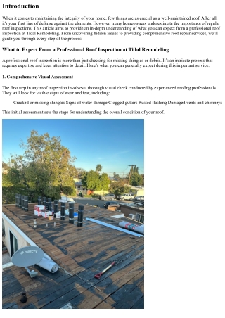 What to Expect From a Professional Roof Inspection at Tidal Remodeling