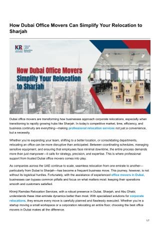 How Dubai Office Movers Can Simplify Your Relocation to Sharjah