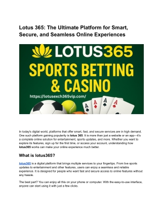 Discover the World of lotus365_ Your Gateway to Smart Online Experiences