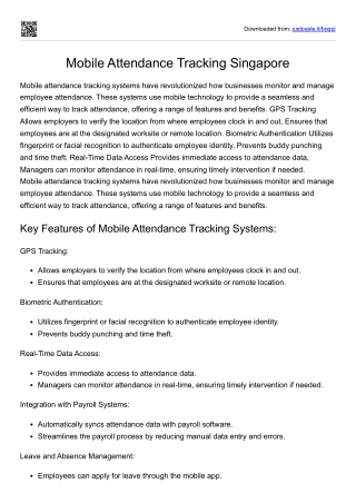 Mobile Attendance Tracking Singapore