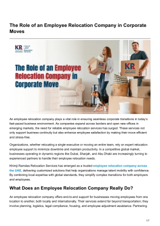 The Role of an Employee Relocation Company in Corporate Moves