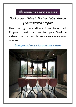 Background Music For Youtube Videos Soundtrack Empire