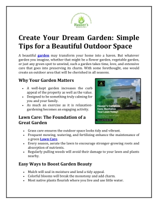 Create Your Dream Garden Simple Tips for a Beautiful Outdoor Space