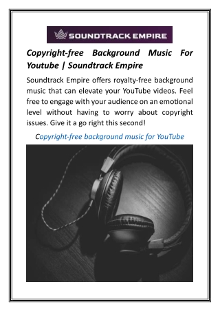 Copyright-free Background Music For Youtube Soundtrack Empire