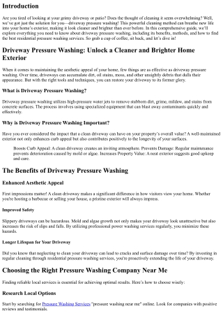 Driveway Pressure Washing: Unlock a Cleaner and Brighter Home Exterior