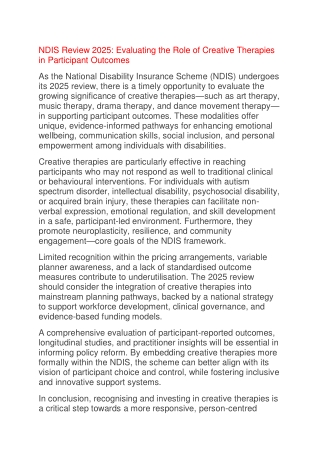 The Evolving Role of Creative Therapies in the NDIS: Analysis of the Independent