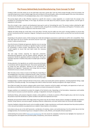 The Process Behind Body Scrub Manufacturing: From Concept To Shelf