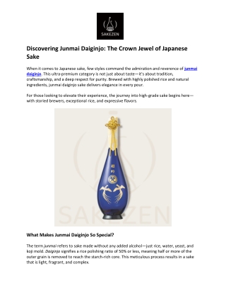 Sakezen- Junmai Daiginjo