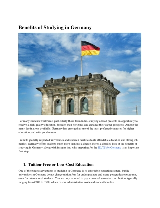 Benefits of Studying in Germany