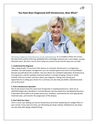 You Have Been Diagnosed with Keratoconus, Now What?