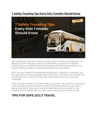 7 Safety Traveling Tips Every Solo Traveller Should Know