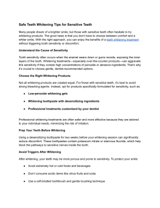Safe Teeth Whitening Tips for Sensitive Teeth