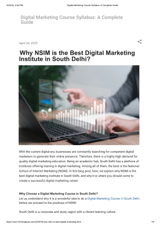 Why NSIM is the Best Digital Marketing Institute in South Delhi