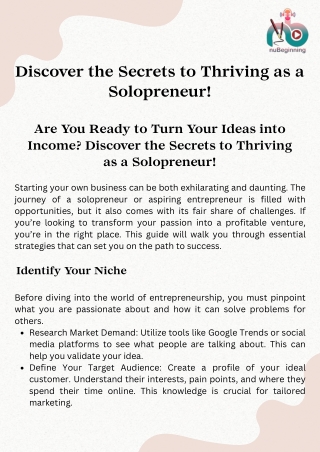 Discover the Secrets to Thriving as a Solopreneur!