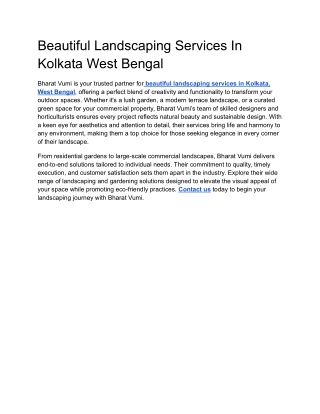 Beautiful Landscaping Services In Kolkata West Bengal