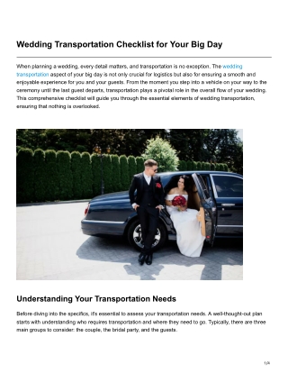 Wedding Transportation Checklist for Your Big Day