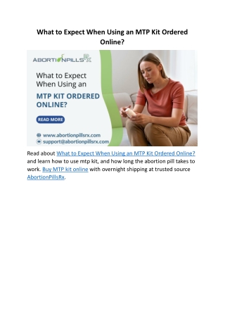 What to Expect When Using an MTP Kit Ordered Online?