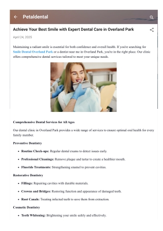 Achieve Your Best Smile with Expert Dental Care in Overland Park