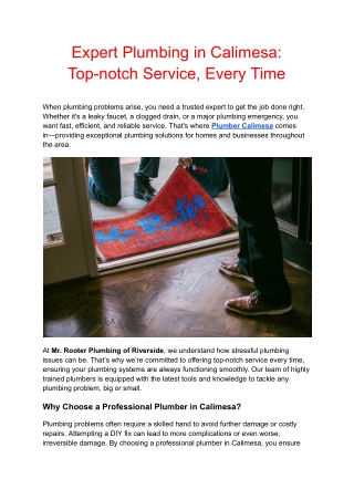 Affordable Plumbing in Calimesa - Call Now!