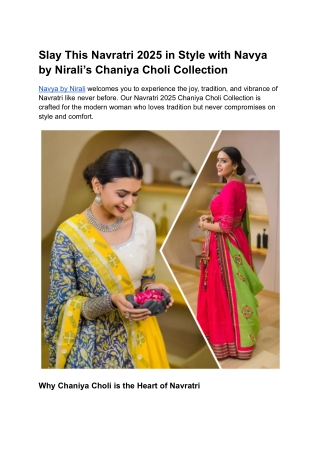 Slay This Navratri 2025 in Style with Navya by Nirali’s Chaniya Choli Collection