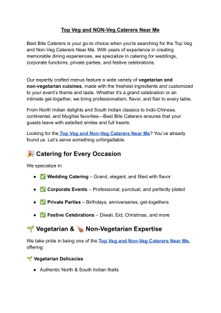 Top Veg and NON-Veg Caterers Near Me