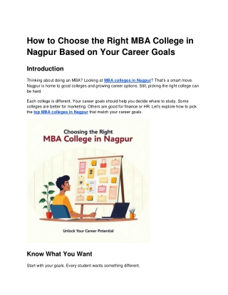 How to Choose the Right MBA College in Nagpur Based on Your Career Goals