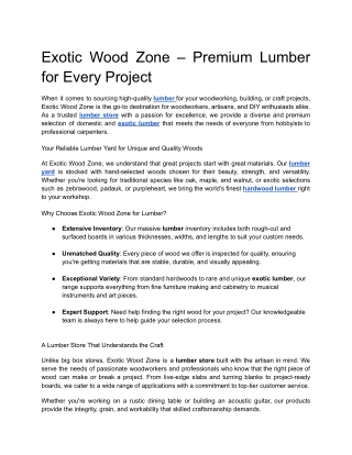 Exotic Wood Zone – Premium Lumber for Every Project