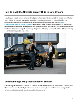 How to Book the Ultimate Luxury Ride in New Orleans