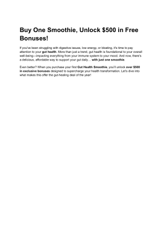 Buy One Smoothie, Unlock $500 in Free Bonuses!