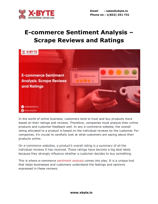 E-commerce Sentiment Analysis – Scrape Reviews and Ratings