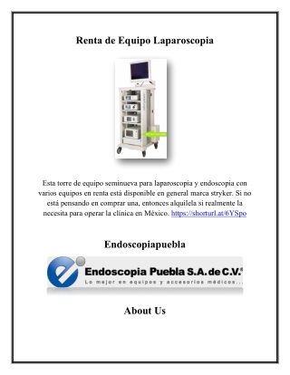 Renta de Equipo Laparoscopia
