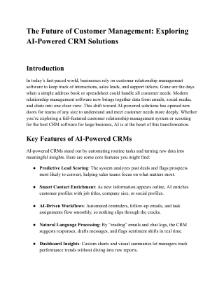 The Future of Customer Management: Exploring AI-Powered CRM Solutions