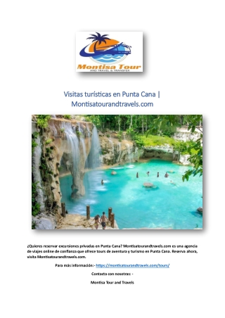 Visitas turísticas en Punta Cana | Montisatourandtravels.com