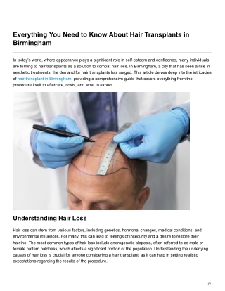 Everything You Need to Know About Hair Transplants in Birmingham