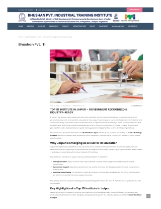 Private ITI in Rajasthan - Bhushan ITI