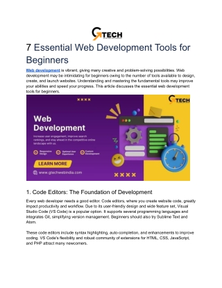 7 Essential Web Development Tools for Beginners