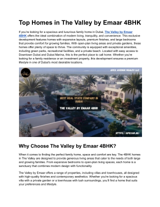 Live in Style with The Valley by Emaar 4BHK