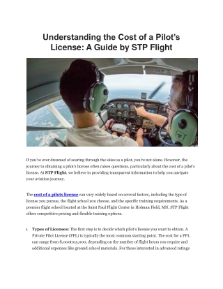 Cost of a Pilot’s License STP Flights