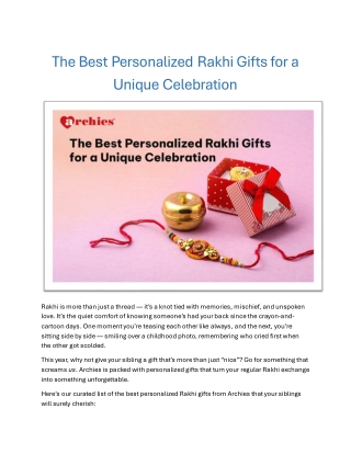 Best Personalized Rakhi Gifts From Archies