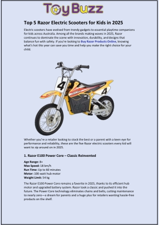 Top 5 Razor Electric Scooters for Kids in 2025