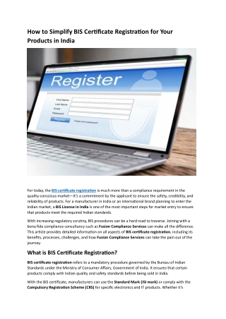 How to Simplify BIS Certificate Registration for Your Products in India