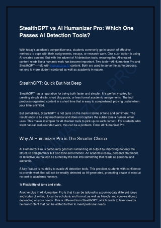 StealthGPT vs AI Humanizer Pro_ Which One Passes AI Detection Tools