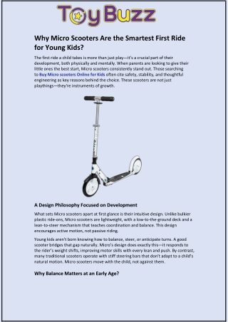 Why Micro Scooters Are the Smartest First Ride for Young Kids